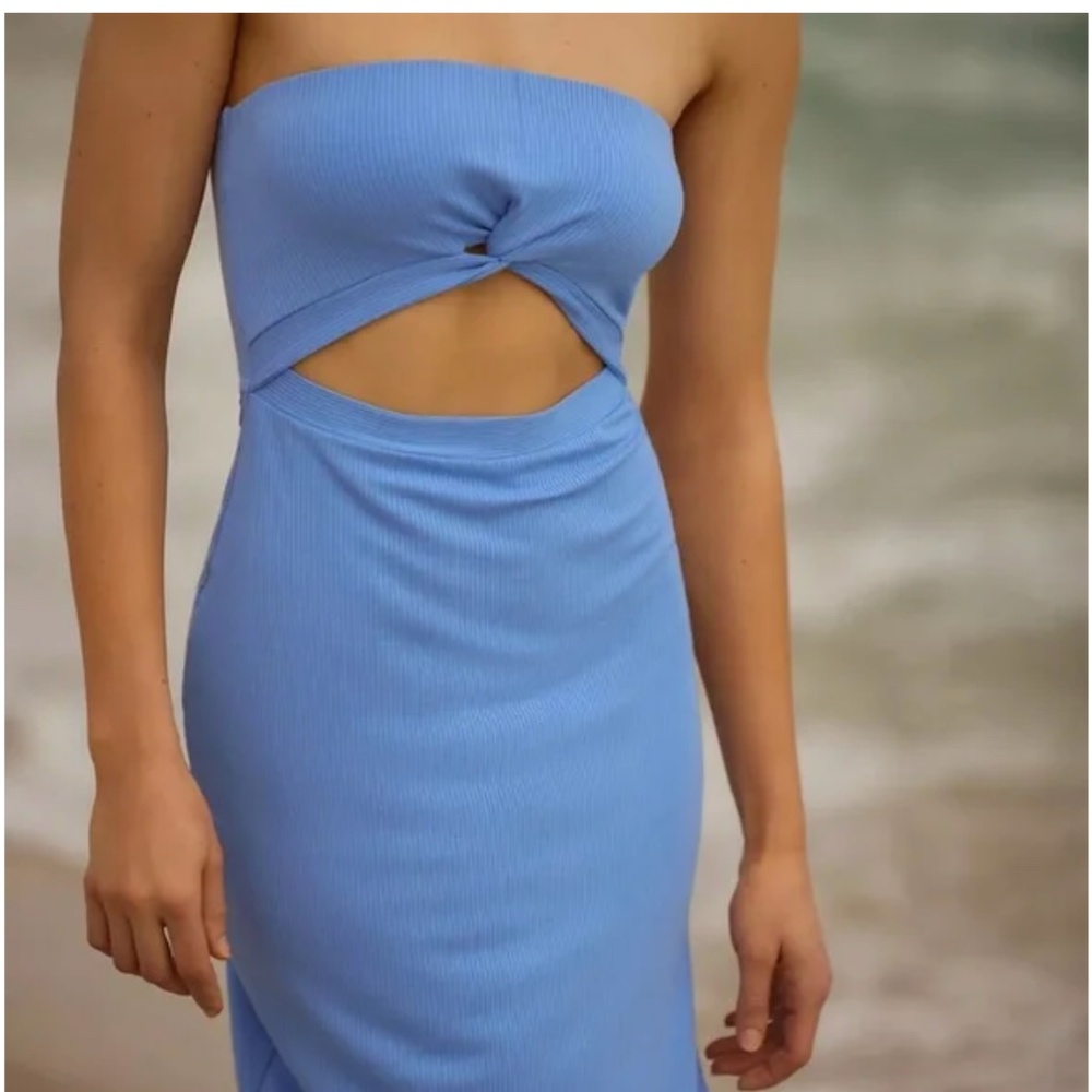 LSPACE x Anthropologie Kierra Strapless Midi Dress blue